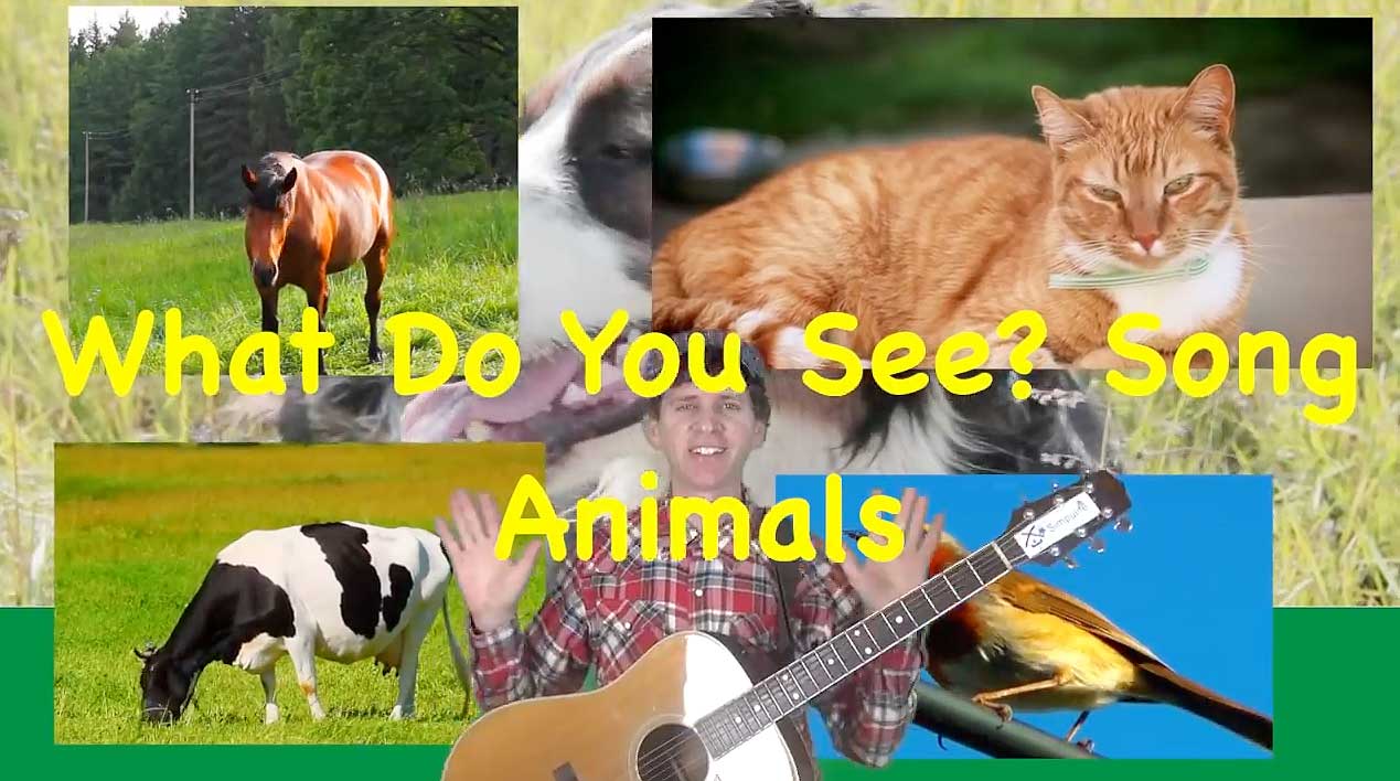کلیپ آموزش زبان کودکان با مت What Do You See Song Animals and Sounds